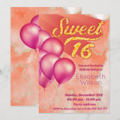 Modern cool waterverf roze sinaasappel zoet 16 kaart (Voorkant / Achterkant)