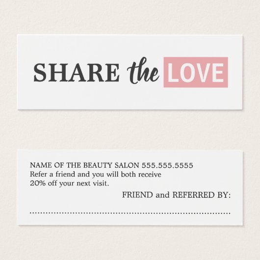 Modern Cool White Rose Beauty Salon Referral Mini Visitekaartjes (Voorkant /achterkant)