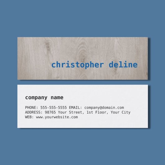 Modern Cool Wooden Blue Consultant Mini Visitekaartje