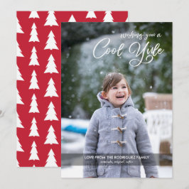 Modern Cool Yule Script Custom Photo Christmas Feestdagenkaart