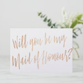 Modern Cooper: "Wil je mijn bruidsmeisje zijn?" Kaart (Staand voorkant)