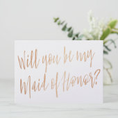 Modern Cooper: "Wil je mijn bruidsmeisje zijn?" Kaart (Staand voorkant)
