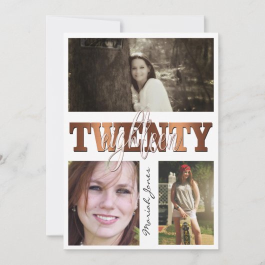 Modern Copper 288 3 Photo Afstuderen Kaart (Voorkant)