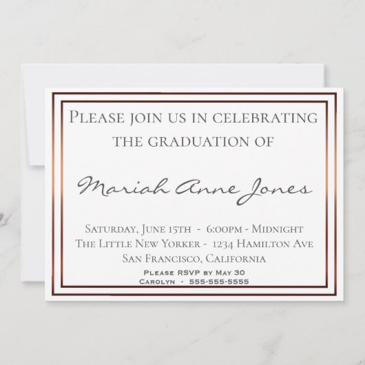 Modern Copper 288 3 Photo Afstuderen Kaart (Achterkant)