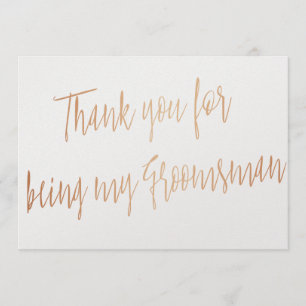 Modern Copper "Bedankt dat je mijn bruidsjonker be Bedankkaart