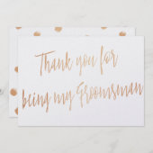 Modern Copper "Bedankt dat je mijn bruidsjonker be Bedankkaart (Voorkant / Achterkant)