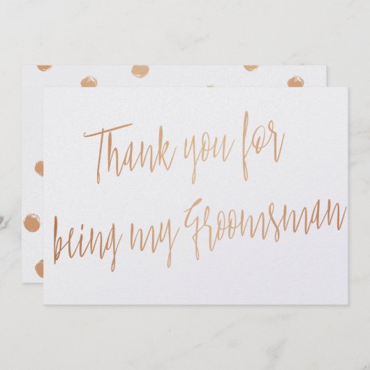 Modern Copper "Bedankt dat je mijn bruidsjonker be Bedankkaart (Voorkant / Achterkant)