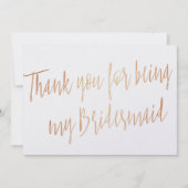 Modern Copper "Bedankt dat je mijn bruidsmeisje be Bedankkaart (Voorkant)