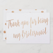 Modern Copper "Bedankt dat je mijn bruidsmeisje be Bedankkaart (Voorkant / Achterkant)