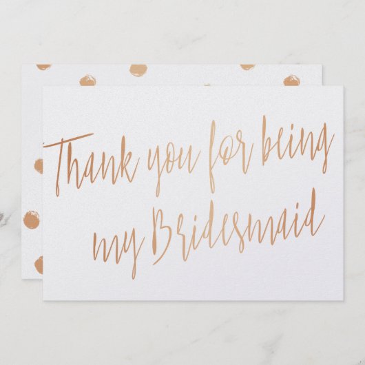 Modern Copper "Bedankt dat je mijn bruidsmeisje be Bedankkaart (Voorkant / Achterkant)