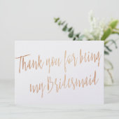 Modern Copper "Bedankt dat je mijn bruidsmeisje be Bedankkaart (Staand voorkant)