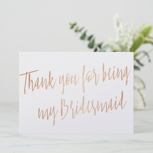 Modern Copper "Bedankt dat je mijn bruidsmeisje be Bedankkaart (Staand voorkant)