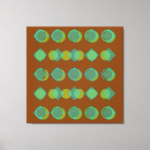 Modern Copper Brown Green Circles Diamonds Patroon Canvas Afdruk (Voorkant)