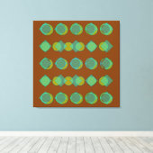 Modern Copper Brown Green Circles Diamonds Patroon Canvas Afdruk (Insitu (Houten vloer))