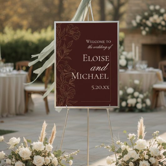 Modern Copper Brown Wedding Ceremony Welcome  Poster