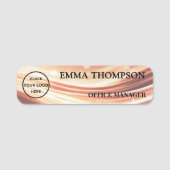Modern Copper Fabric Design Name Badge Custom 名札 (Voorkant)