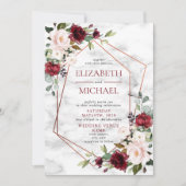 Modern Copper Geometric Burgundy Elegant Wedding Kaart (Voorkant)