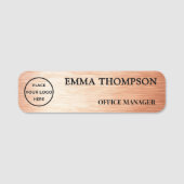 Modern Copper Hairline Design Name Badge Custom 名札 (Voorkant)
