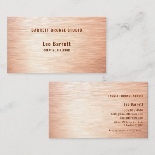 Modern Copper Hairline Design Professional Visitekaartje (Voorkant / Achterkant)