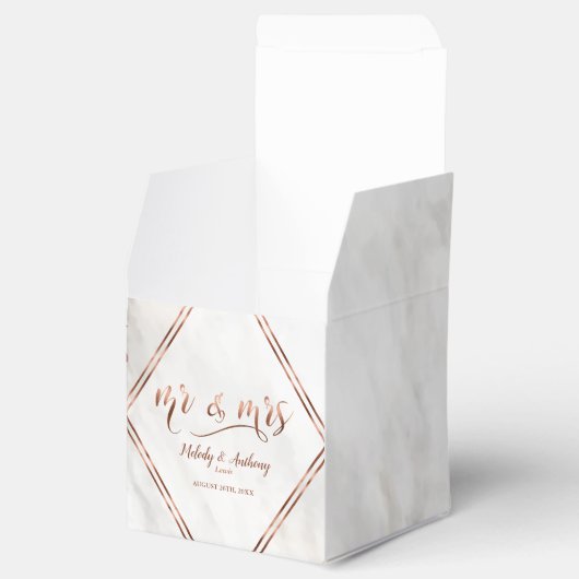 Modern Copper & Italy Marble Wedding Inspiration Bedankdoosjes (Geopend)
