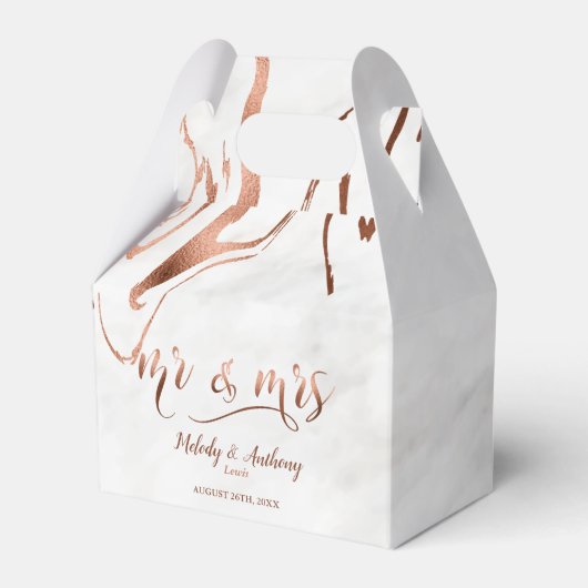 Modern Copper & Italy Marble Wedding Inspiration Bedankdoosjes (Voorkant Zijde)