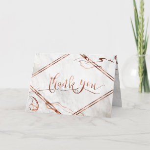 Modern Copper & Italy Marble Wedding Inspiration Bedankkaart