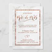 Modern Copper & Italy Marble Wedding Inspiration Kaart (Achterkant)