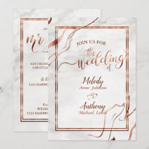 Modern Copper & Italy Marble Wedding Inspiration Kaart