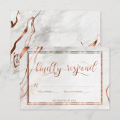 Modern Copper & Italy Marble Wedding Inspiration RSVP Kaartje (Voorkant / Achterkant)