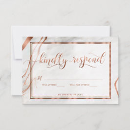 Modern Copper & Italy Marble Wedding Inspiration RSVP Kaartje