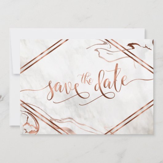 Modern Copper & Italy Marble Wedding Inspiration Save The Date (Voorkant)