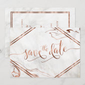 Modern Copper & Italy Marble Wedding Inspiration Save The Date (Voorkant / Achterkant)