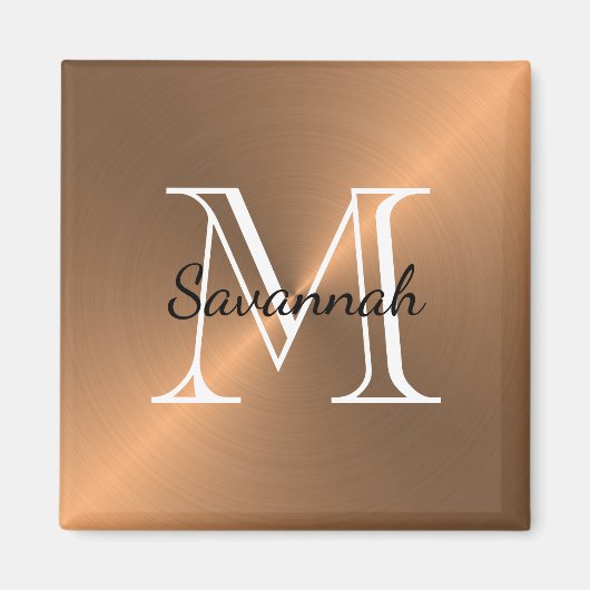 Modern Copper Monogram Faux Metal Magneet (Voorkant)