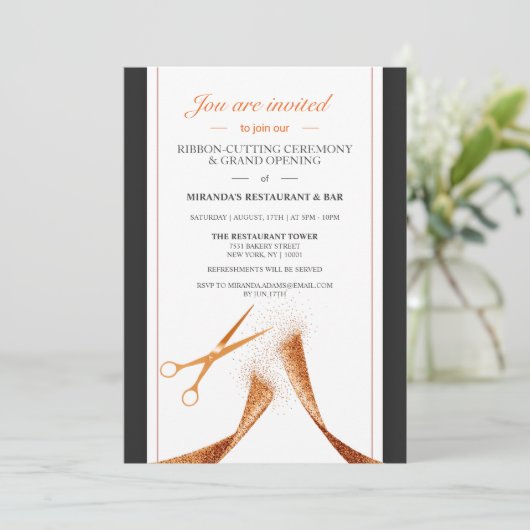 Modern Copper Restaurant Grand Opening Kaart (Staand voorkant)