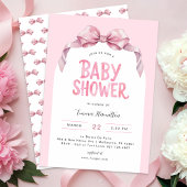 Modern Coquette Bow Baby shower Uitnodiging - Scha