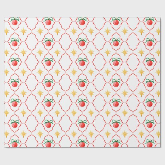 Modern Coquette Christmas Bauble Star Pattern Cadeaupapier (Vlak)
