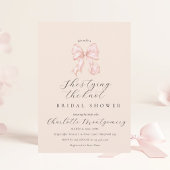 Modern Coquette Pink Bow Bridal Shower Invitation Kaart