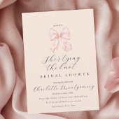 Modern Coquette Pink Bow Bridal Shower Invitation Kaart