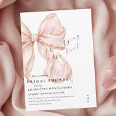 Modern Coquette Pink Bow Bridal Shower Kaart