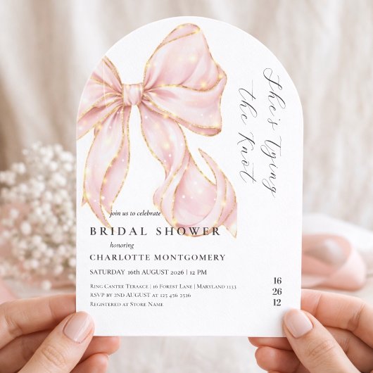 Modern Coquette Pink Bow Bridal Shower Kaart