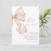 Modern Coquette Pink Bow Bridal Shower Kaart (Staand voorkant)
