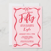 Modern Coquette Red Bow Hello Fifty Milestone Kaart (Voorkant)
