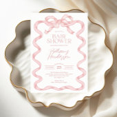 Modern Coquette Roze Bow Girl Baby shower Kaart