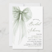 Modern Coquette Sage Green Bow Vrijgezellenfeest Kaart (Voorkant)