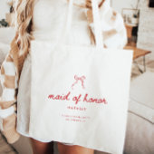 Modern Coquette Script Custom Maid of Honor Tote Bag