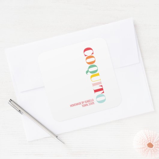 Modern Coquito Kerstmis Vierkante Sticker (Envelop)