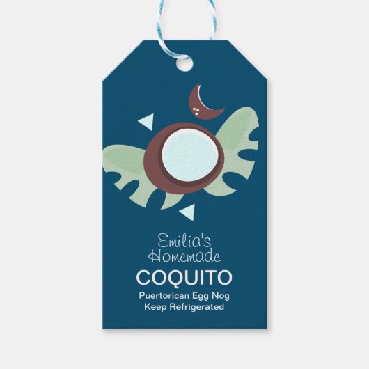 Modern Coquito Recipe Drink Coconut Egg Nog Cadeaulabel (Voorkant)