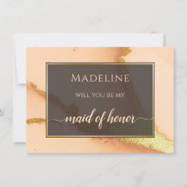 Modern Coral Abstract 💡 Inky Oil Wedding