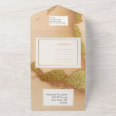 Modern Coral Abstract 🌸 Inky Oil Wedding All In One Uitnodiging (Buitenkant)