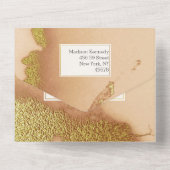 Modern Coral Abstract 🌸 Inky Oil Wedding All In One Uitnodiging (Achterkant)